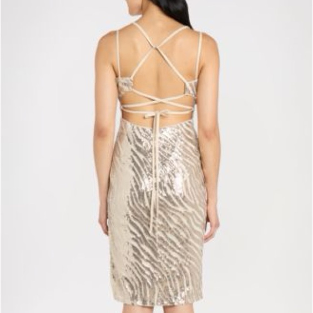 Macy's Gold Sequin Strappy Prom Dress